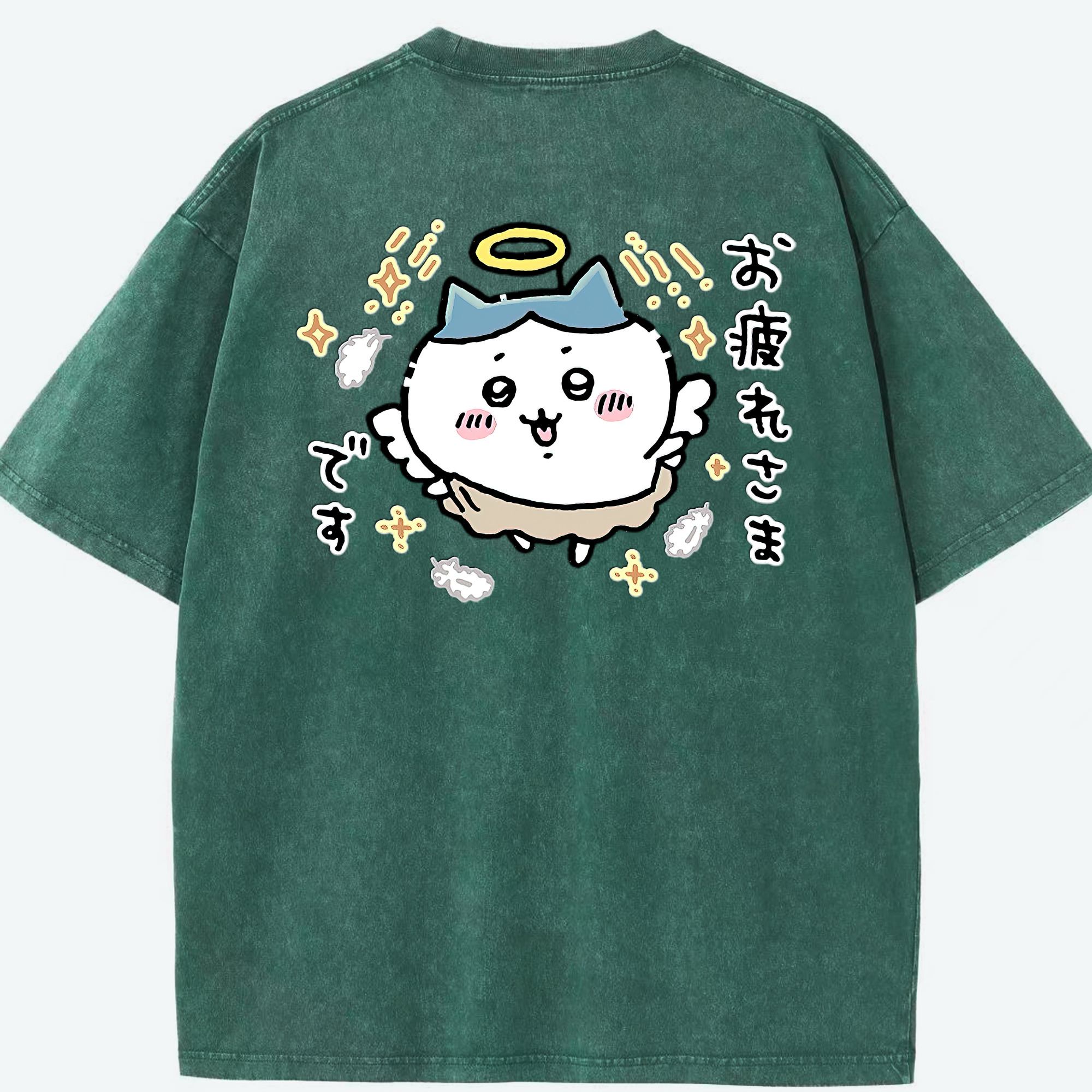 （画像用） ちいかわ ハチワレ Chii-kawa hachiware 綿100% ヴィンテージ風 半袖Tシャツ（背面プリント）